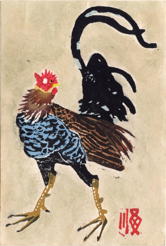 1981年年賀状：若冲模写の鶏